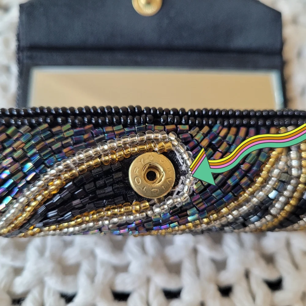 Vintage 80s Small Beaded Coin Purse/Pouch & Lipstick Case, Multicolor